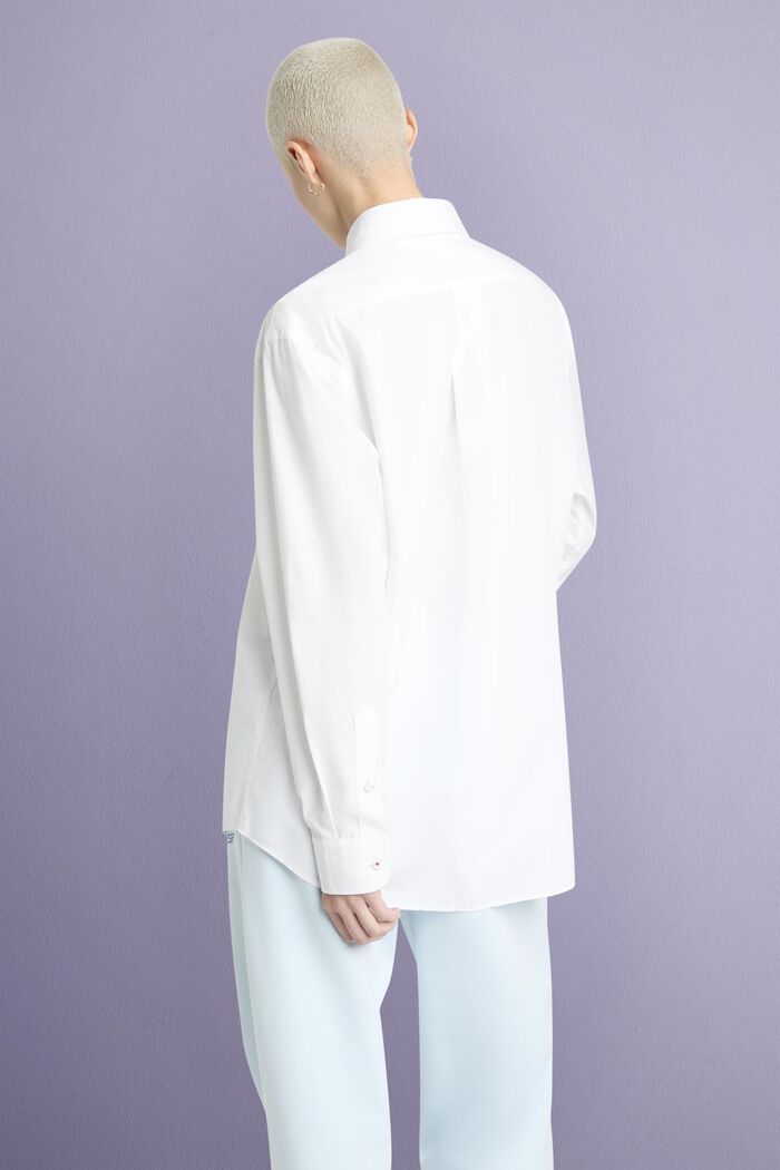 Camisa en popelina de algodón, WHITE, detail image number 1