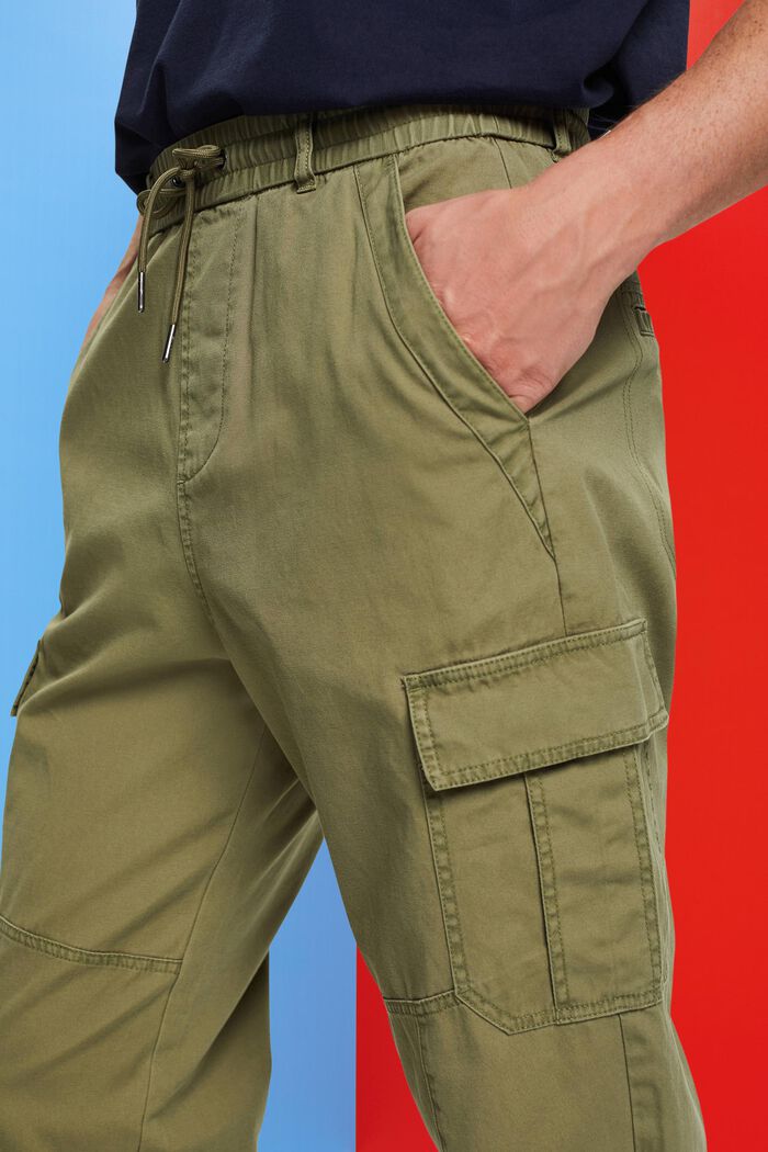 Pantalón cargo de algodón en estilo deportivo, OLIVE, detail image number 2