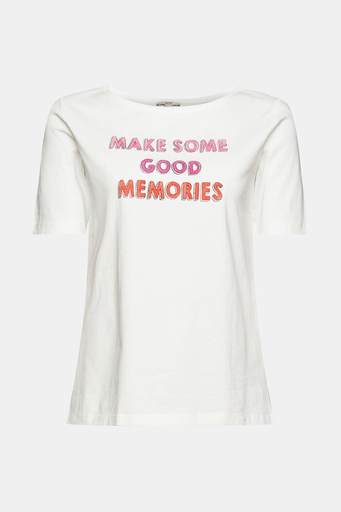 Camiseta en 100% algodón ecológico con rótulo, OFF WHITE, detail image number 5