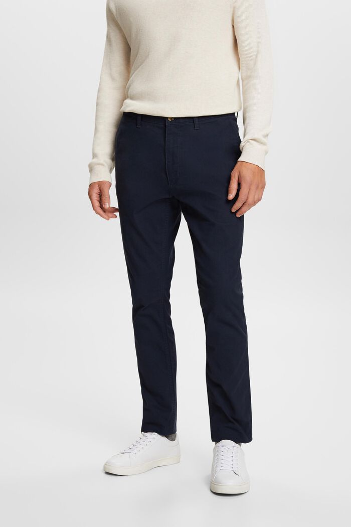 Pantalones chinos, algodón elástico, NAVY, detail image number 0