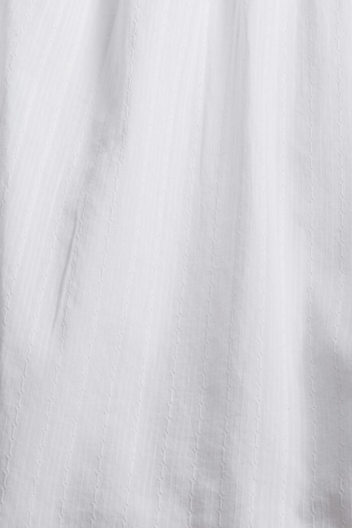 Blusa de manga corta con motivo entretejido, 100% algodón, WHITE, detail image number 4