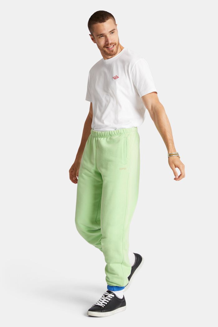 Pantalones de felpa de algodón con logotipo, LIGHT GREEN, detail image number 1