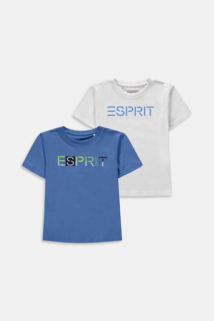 Pack de 2 camisetas con logotipo estampado, LIGHT BLUE, overview