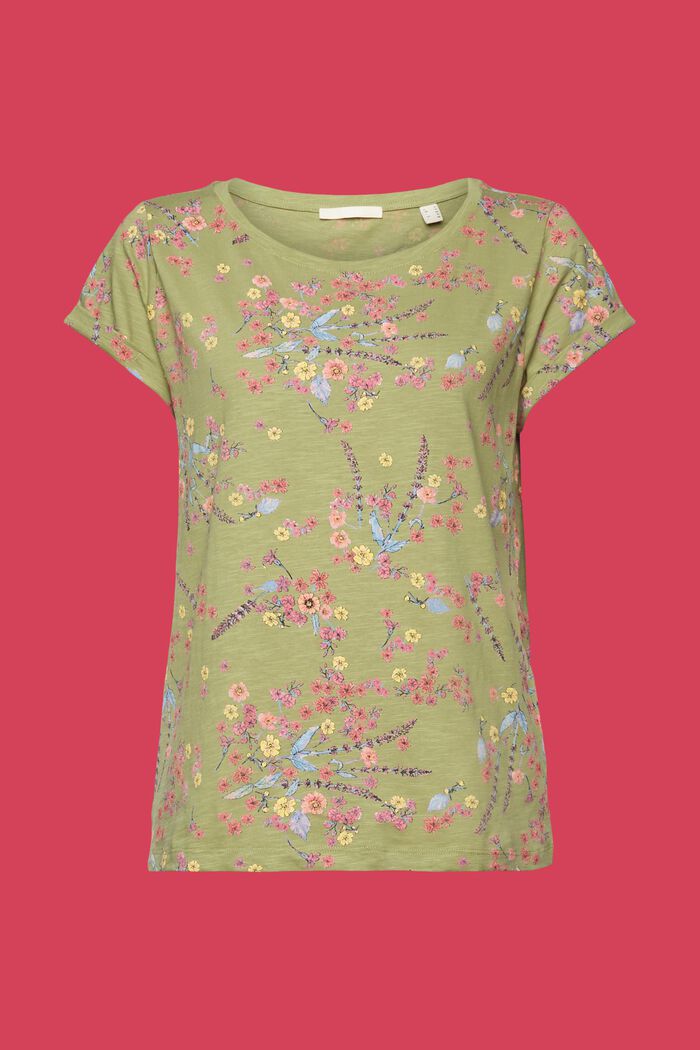Camiseta de algodón con estampado floral, PISTACHIO GREEN, detail image number 6