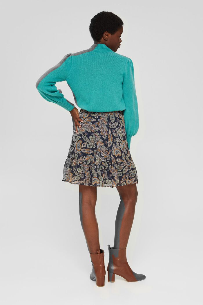 Reciclada: minifalda de gasa con estampado paisley, NAVY, detail image number 3
