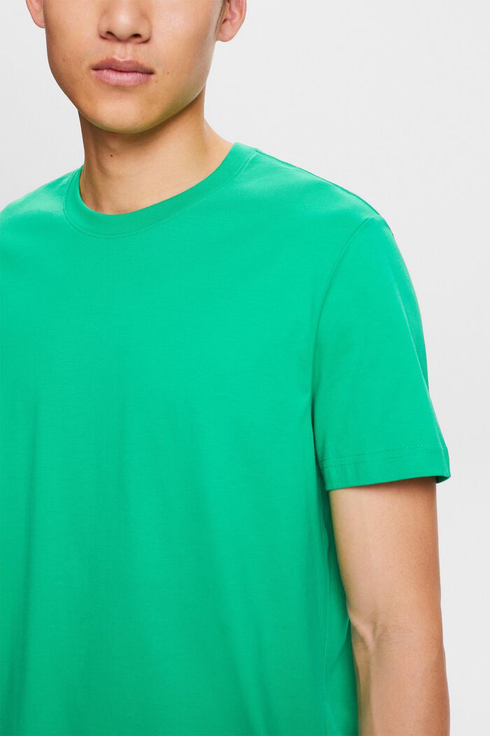 Camiseta de cuello redondo en tejido jersey de algodón Pima, GREEN, detail image number 2