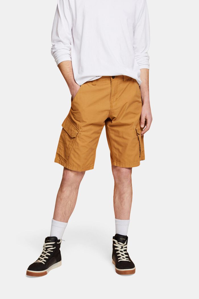 Pantalones cargo cortos, 100 % algodón, CAMEL, detail image number 0