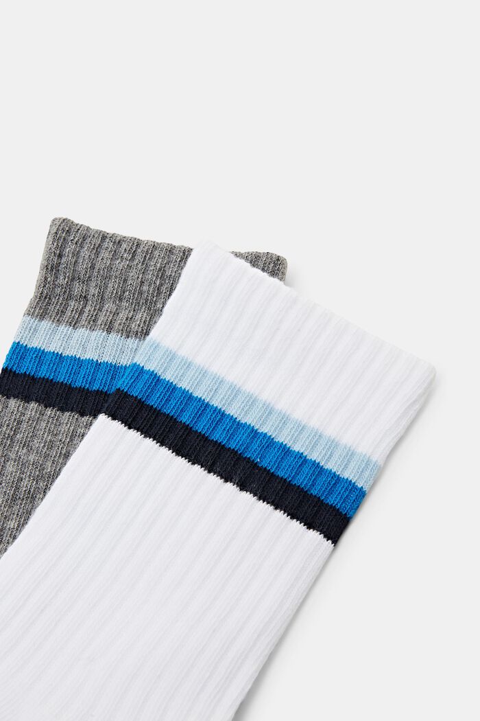 2 pares de calcetines acanalados a rayas, WHITE/DARK GREY, detail image number 1