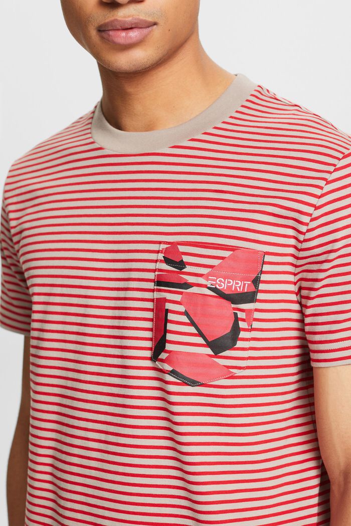 Camiseta a rayas en tejido jersey de algodón, DARK RED, detail image number 3