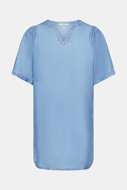 Vestido túnica en tejido vaquero sintético, BLUE MEDIUM WASHED, overview