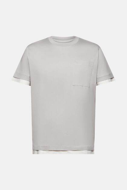 Camiseta de cuello redondo con capas, 100% algodón