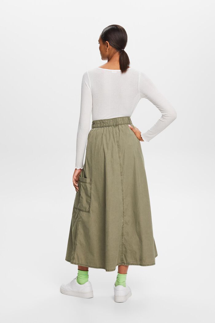 Falda sin cierre estilo cargo, 100 % algodón, KHAKI GREEN, detail image number 3