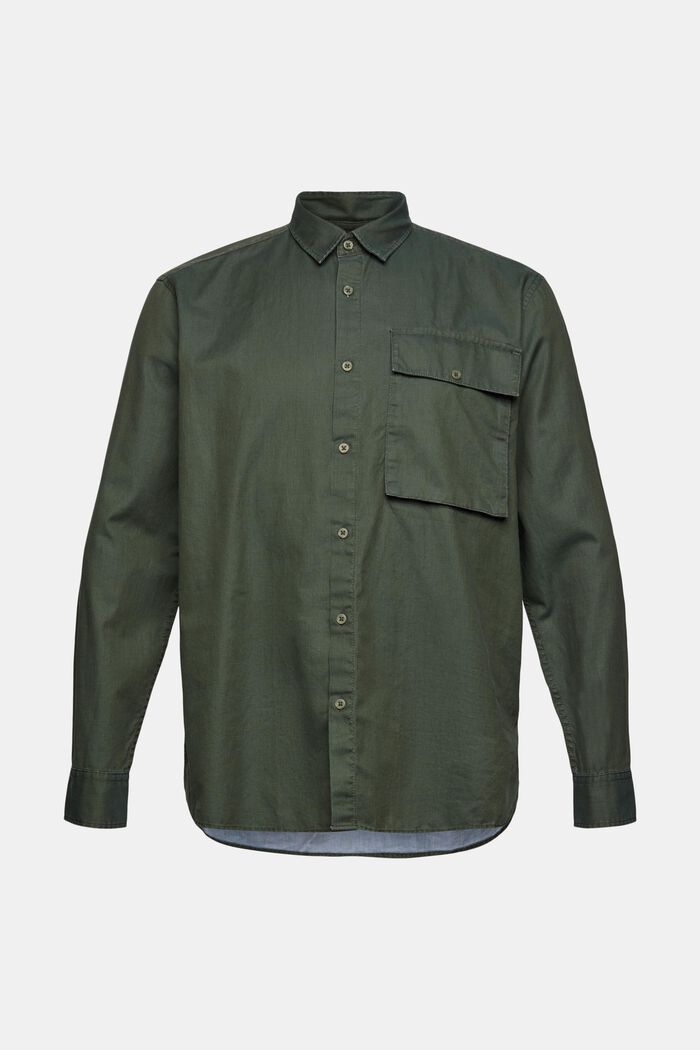 Camisa de algodón con bolsillo en el pecho, KHAKI GREEN, detail image number 6