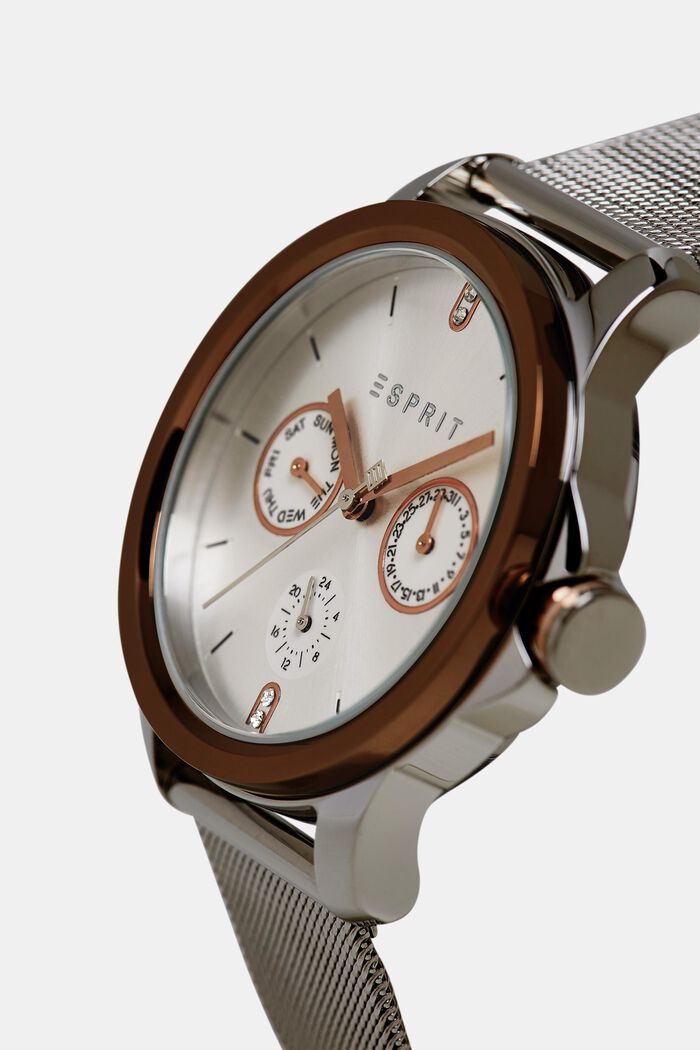 Reloj de acero inoxidable con indicador de fecha, SILVER, detail image number 1