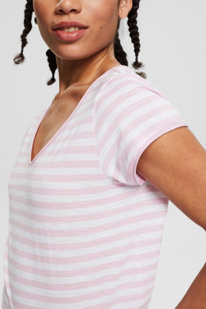 Camiseta de algodón ecológico a rayas, PINK, detail image number 0