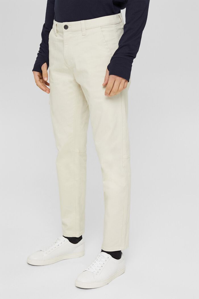 Pantalón estilo cargo en mezcla de algodón ecológico, OFF WHITE, detail image number 0