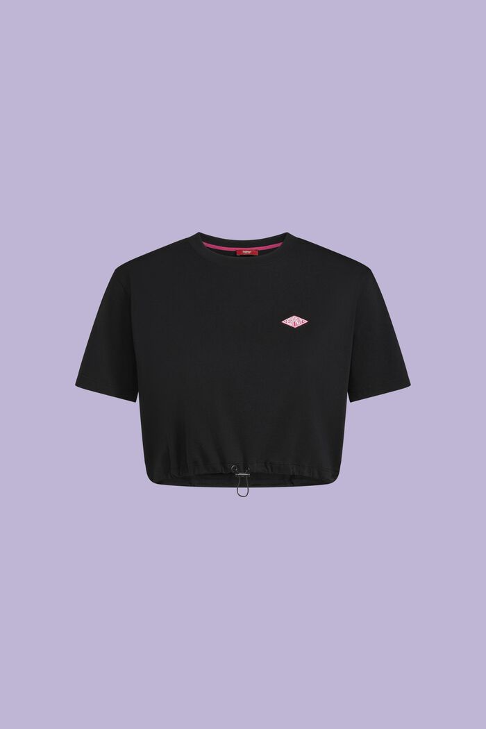 Camiseta corta de jersey de algodón con logotipo, BLACK, detail image number 5