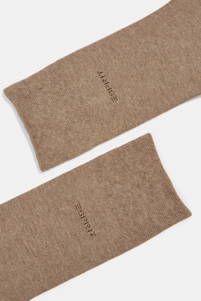 Pack de dos calcetines con remate suave, mezcla de algodón ecológico, NUTMEG MELANGE, detail image number 1