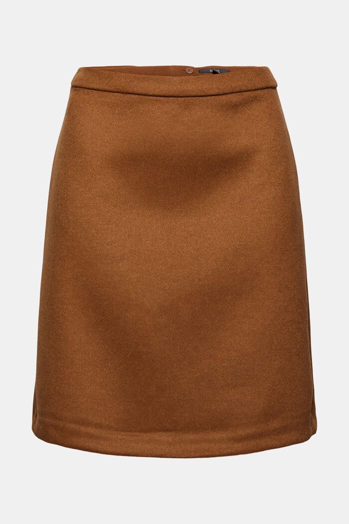 Con lana: minifalda con corte línea en A, TOFFEE, overview
