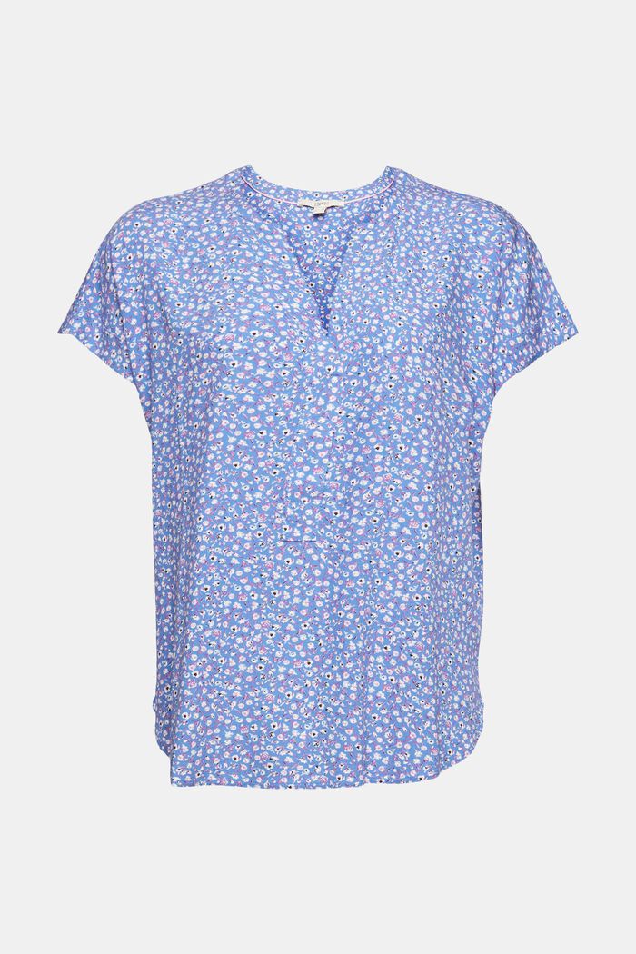 Blusa con estampado floral, LENZING™ ECOVERO™, LIGHT BLUE LAVENDER, overview