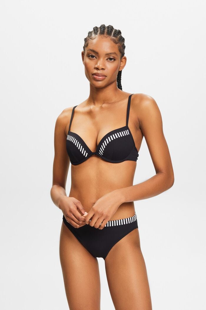 Top de bikini estampado con relleno y sin aros, BLACK, detail image number 0
