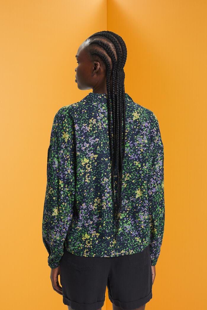 Blusa de algodón con estampado floral, NAVY, detail image number 3
