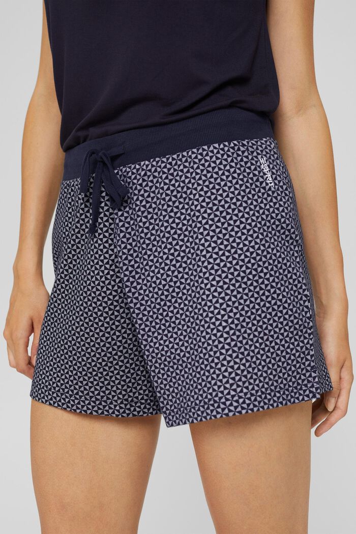 Pantalones cortos de pijama con estampado en 100 % algodón ecológico, NAVY, detail image number 2