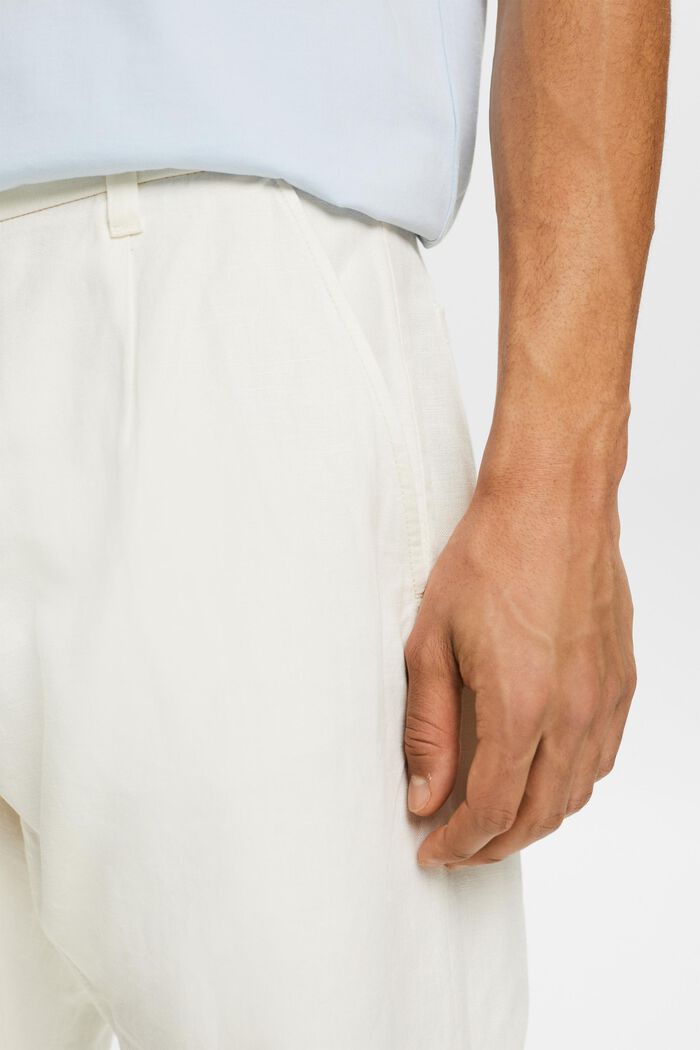 Pantalón Straight en lino y algodón, OFF WHITE, detail image number 4