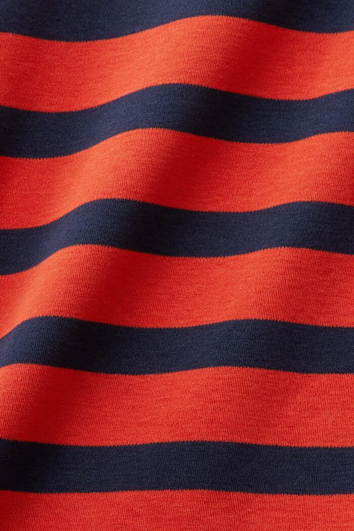 Camiseta a rayas con cuello redondo, BRIGHT ORANGE, detail image number 4