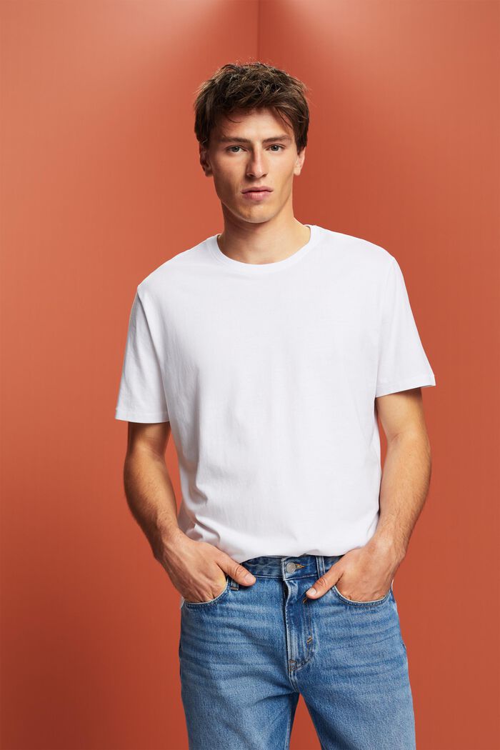 Camiseta de punto con estampado por detrás, 100% algodón, WHITE, detail image number 0