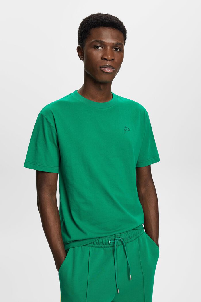 Camiseta de algodón con estampado de delfín, GREEN, detail image number 0