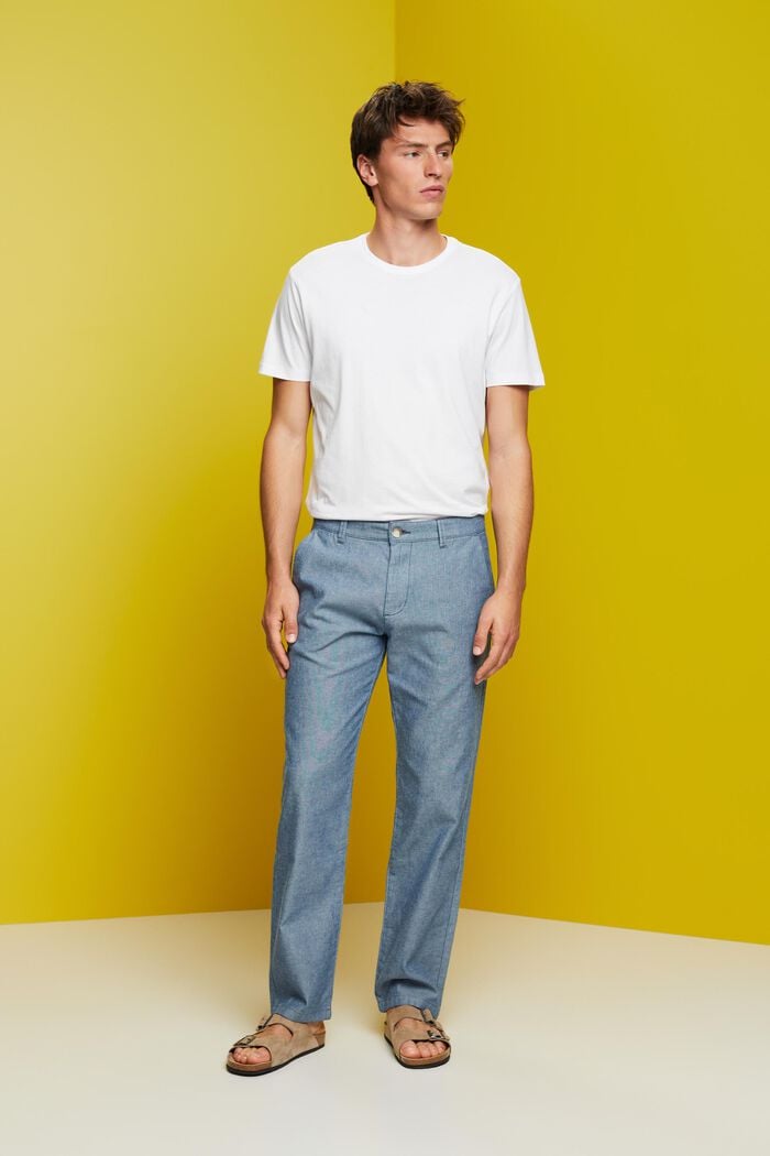 Pantalones chinos con textura, 100% algodón, BLUE, detail image number 5