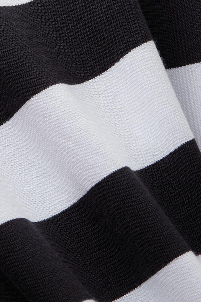 Top de tejido de punto y algodón a rayas, BLACK, detail image number 5