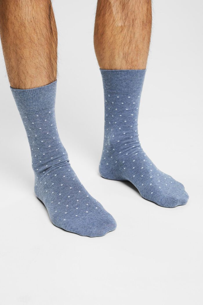 Pack de 2 pares de calcetines con estampado de puntos, de algodón ecológico, BLACK/BLUE, detail image number 2