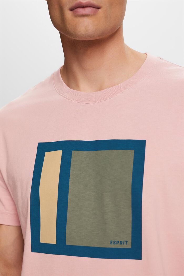 Camiseta en tejido jersey de algodón con diseño geométrico, OLD PINK, detail image number 2