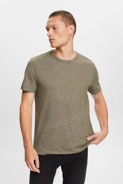 Camiseta de tejido jersey con cuello redondo, mezcla de algodón