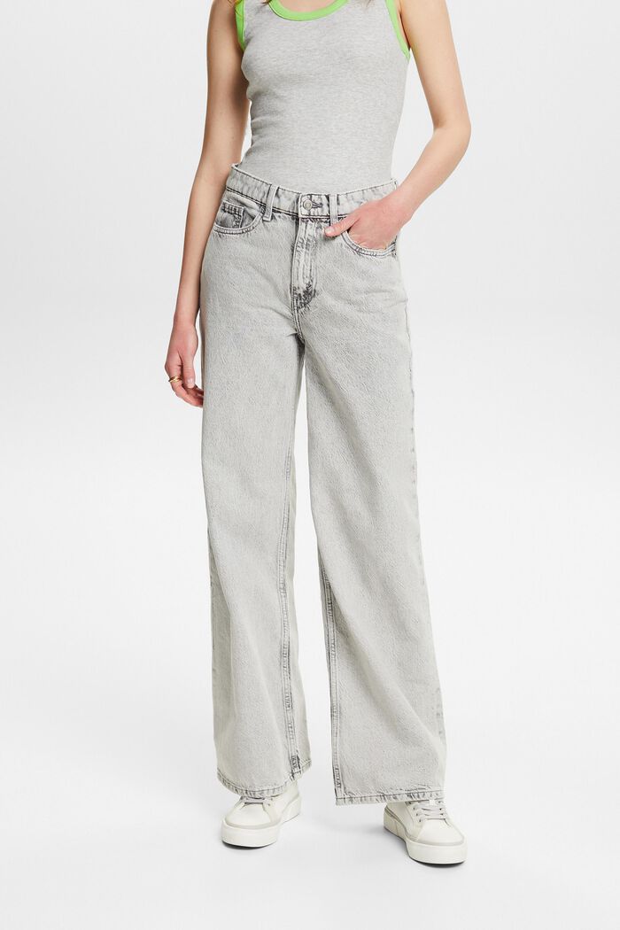 Jeans high-rise retro wide leg, GREY LIGHT WASHED, detail image number 0