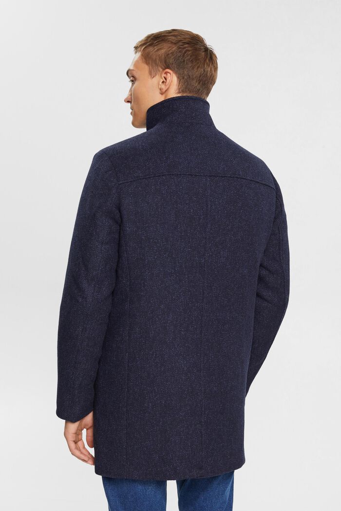 Abrigo acolchado en mezcla de lana con forro desmontable, DARK BLUE, detail image number 3