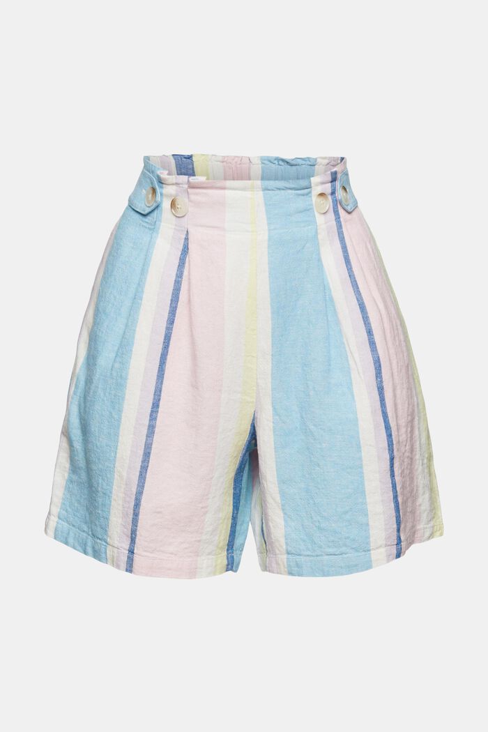 En mezcla de lino: pantalones cortos con diseño a rayas, LIGHT PINK, overview