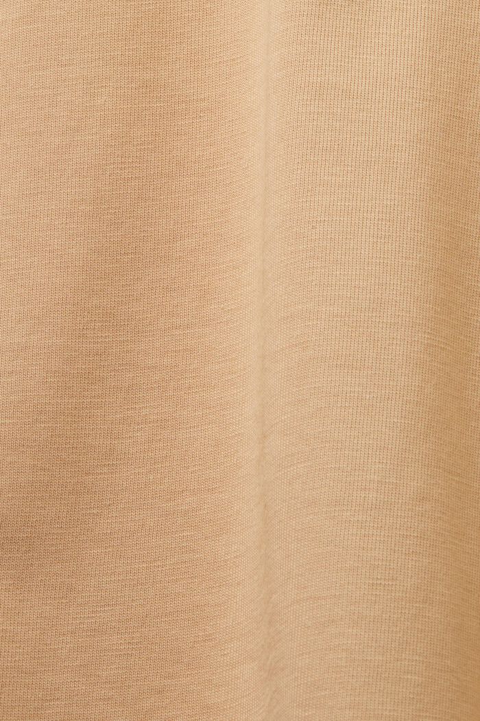 Camiseta de cuello redondo en tejido jersey de algodón Pima, BEIGE, detail image number 5