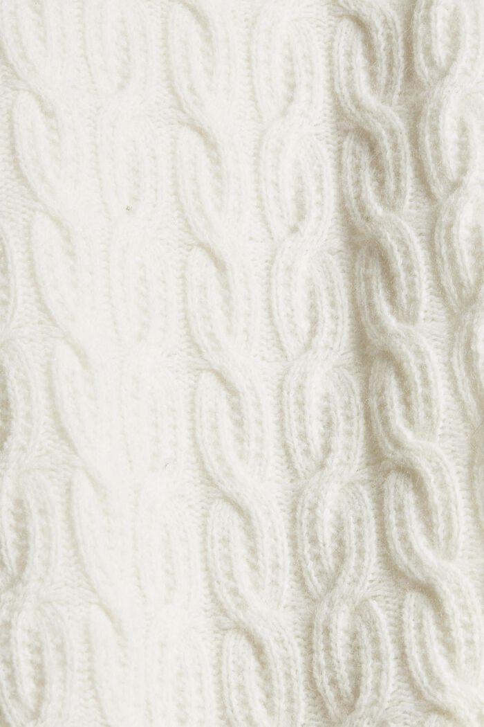 Jersey de punto trenzado con lana, OFF WHITE, detail image number 4