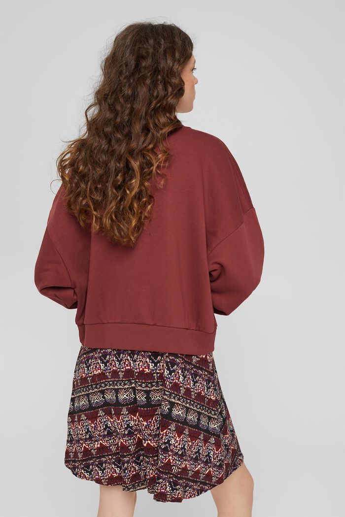 Vestido mini en mezcla de tejidos con algodón ecológico, GARNET RED, detail image number 2