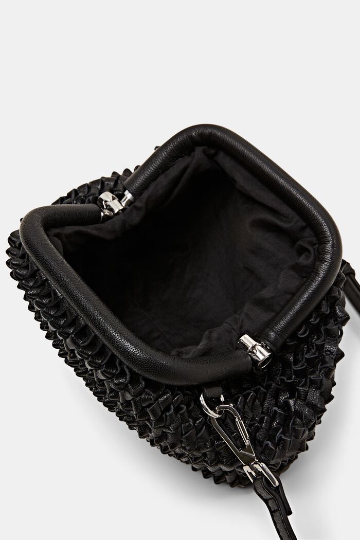 Bolso bandolera de piel con diseño anudado, BLACK, detail image number 2