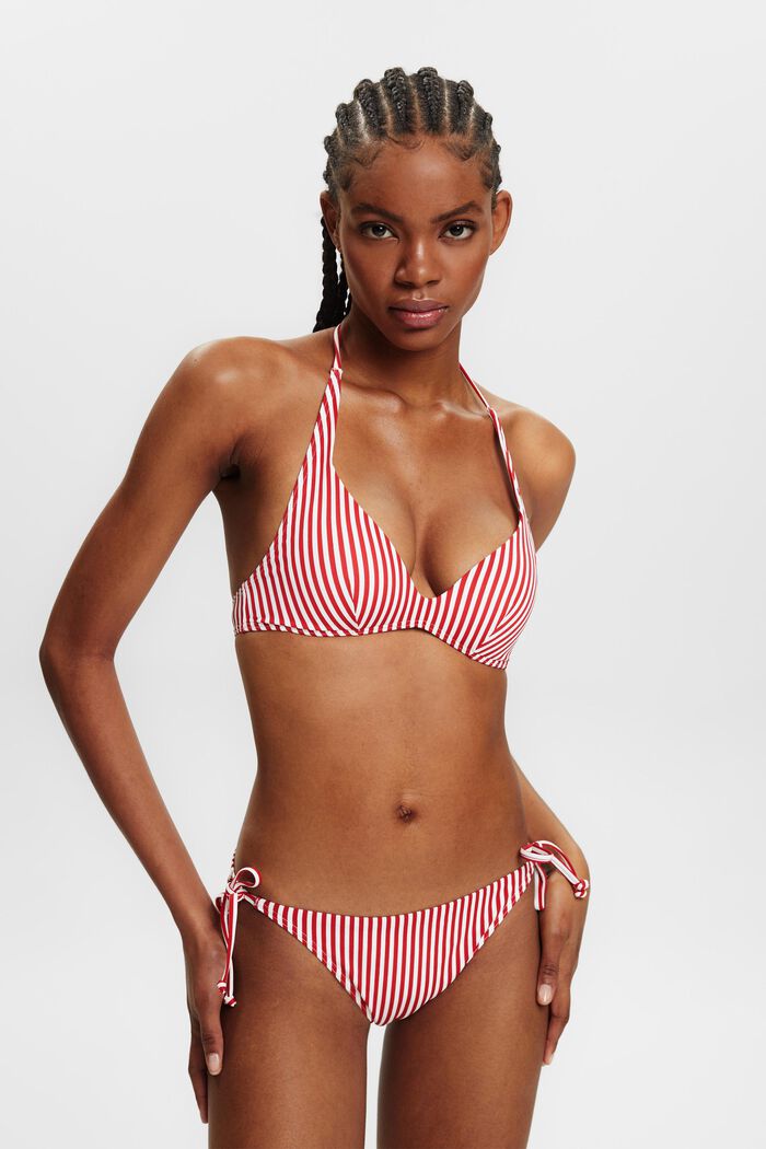 Top de bikini con relleno y tirantes al cuello, DARK RED, detail image number 0