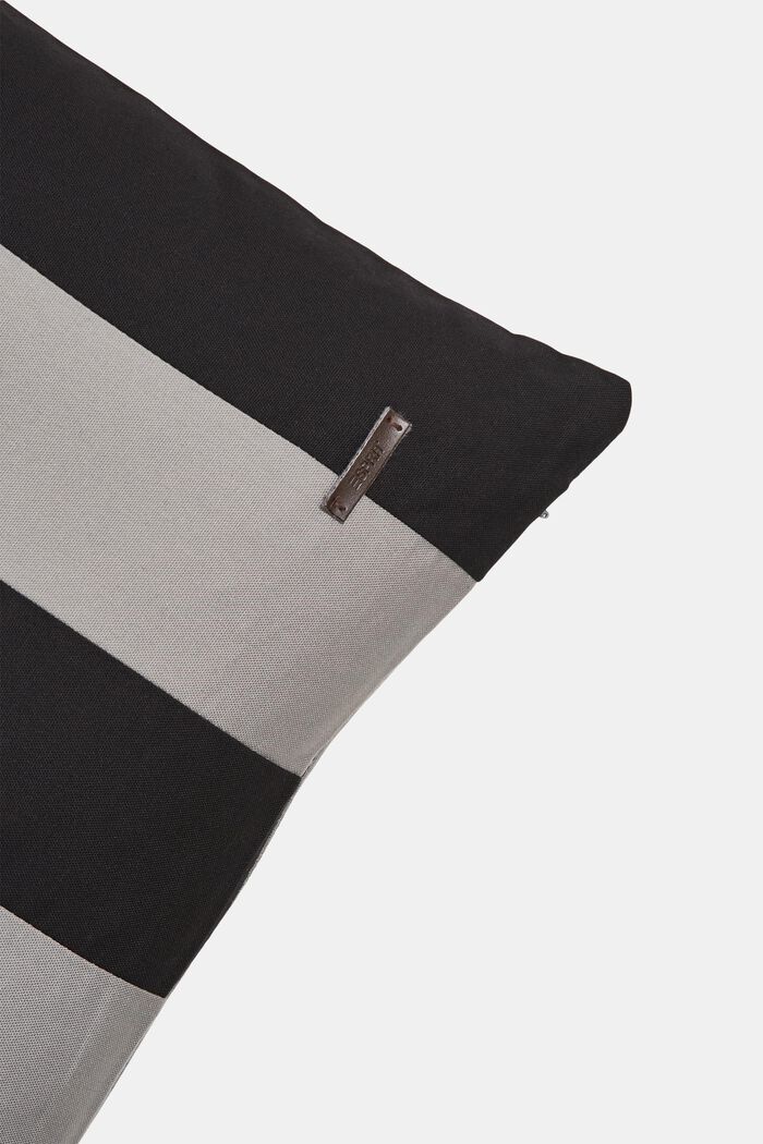 Funda de cojín con diseño a rayas en 100 % algodón, BLACK, detail image number 1