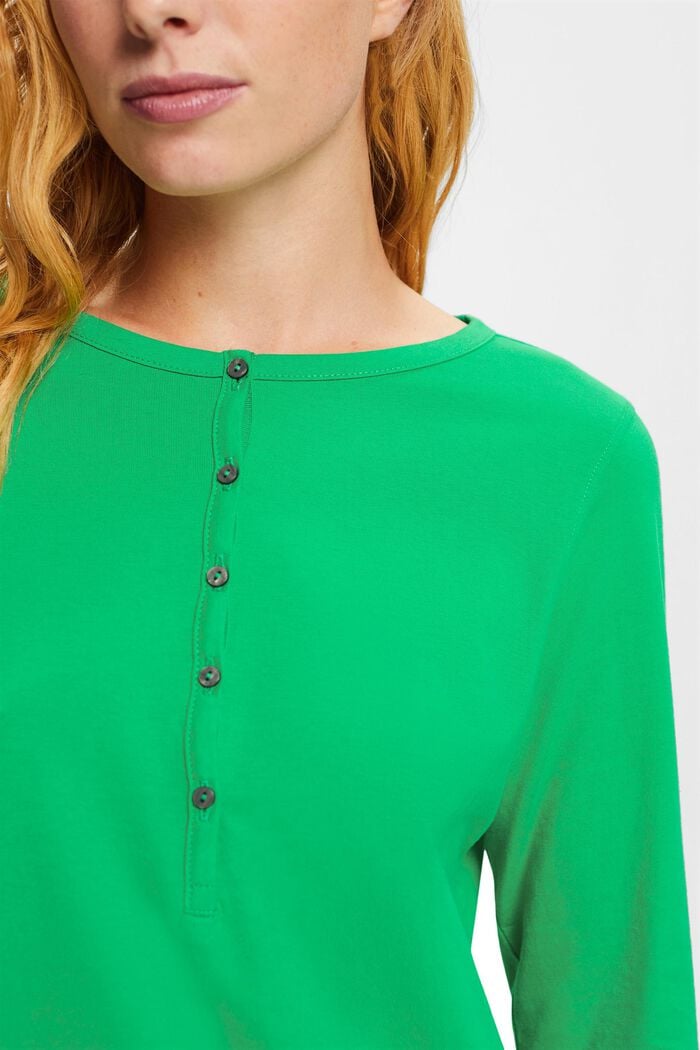 Camiseta de algodón con cuello tunecino, GREEN, detail image number 1