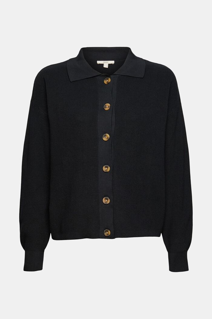 Cárdigan de estilo polo, 100 % algodón, BLACK, detail image number 6