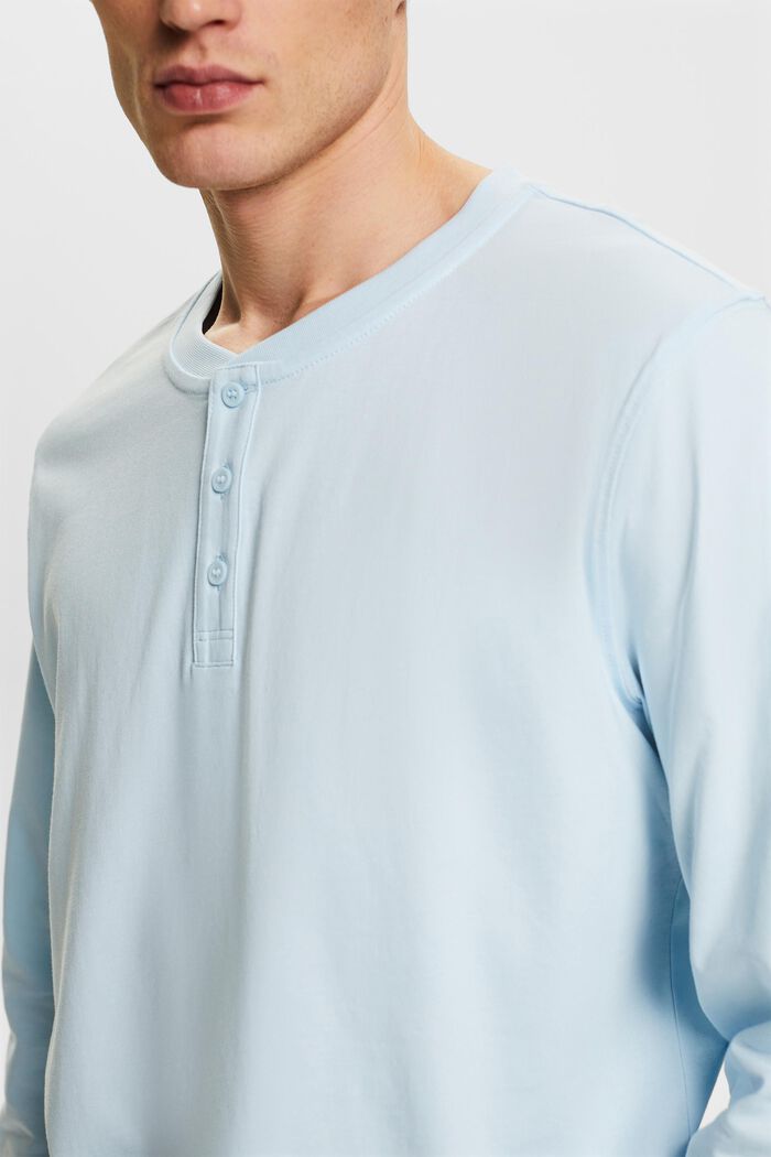 Top de tejido jersey con cuello tunecino, PASTEL BLUE, detail image number 2