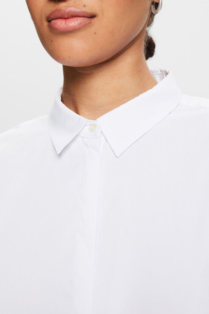 Blusa camisera de popelina, WHITE, detail image number 0