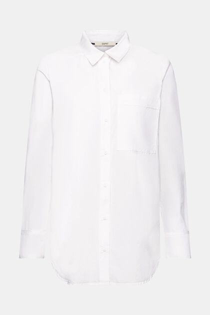 Blusa de algodón con bolsillo, WHITE, overview